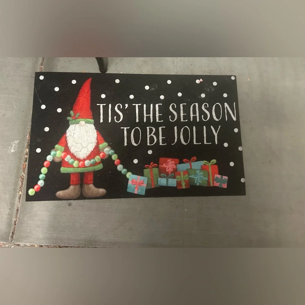 Holiday Gnome Doormat - 'Tis the Season to Be Jolly Mat